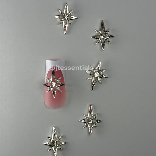 001 Silver Star Nail charms - JTessentials