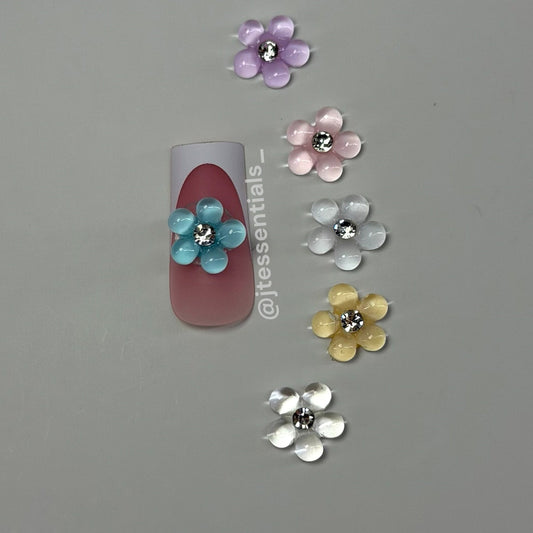 02 Colorful 3D Flower Nail Charms Set – Mixed Floral Nail Art Decor - JTessentials