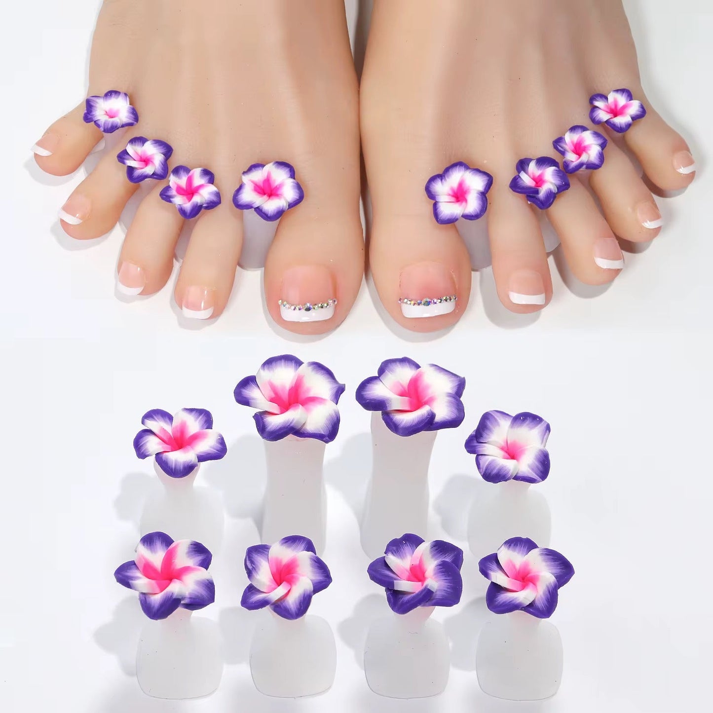 02 Flower Toe Separator with 3D Fun Nail Designs - Style Toe Spacers for Pedicures and Nail Art - JTessentials