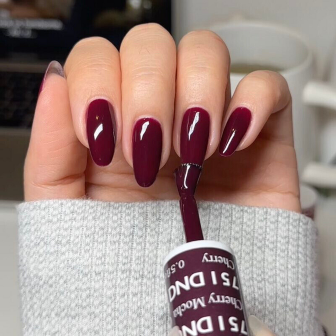 DND #751 Cherry Mocha – Gel & Regular Polish Duo | Deep Cherry Brown Nail Color