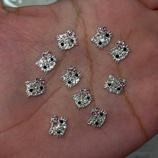 10 PC BLING kitty Nail Charmβ’light pink - JTessentials