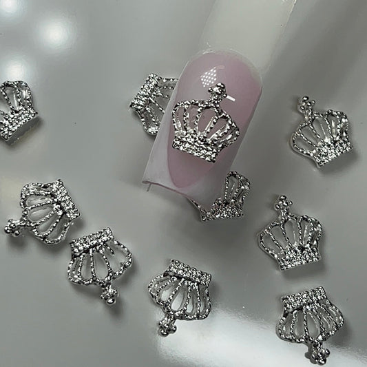 10 PCs CROWN CHARM Nail Charm β Silver - JTessentials