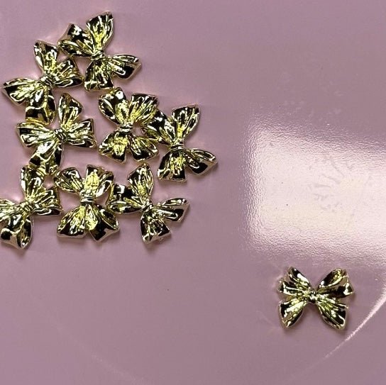 10 Pcs Gold Bow Nail Charms - Style 02 for Elegant Nail Art - JTessentials