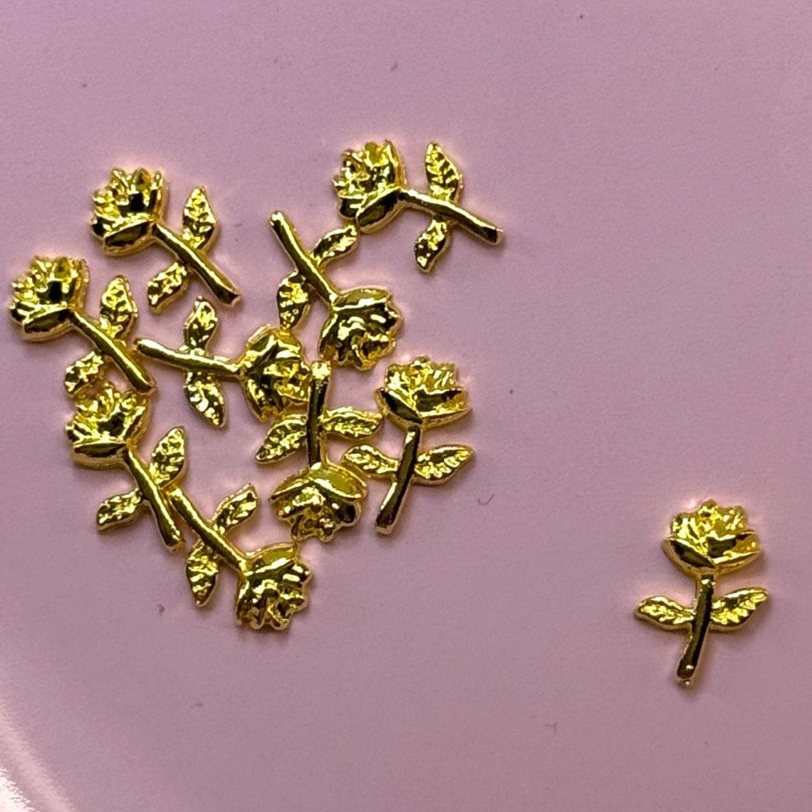 10 Pcs Gold Rose Nail Charms - Elegant Floral Nail Art Accessories - JTessentials