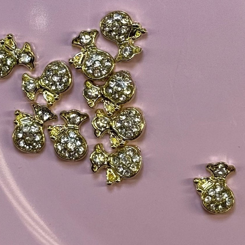 10 pcs Money Bag Bling Nail Charms - Gold - JTessentials