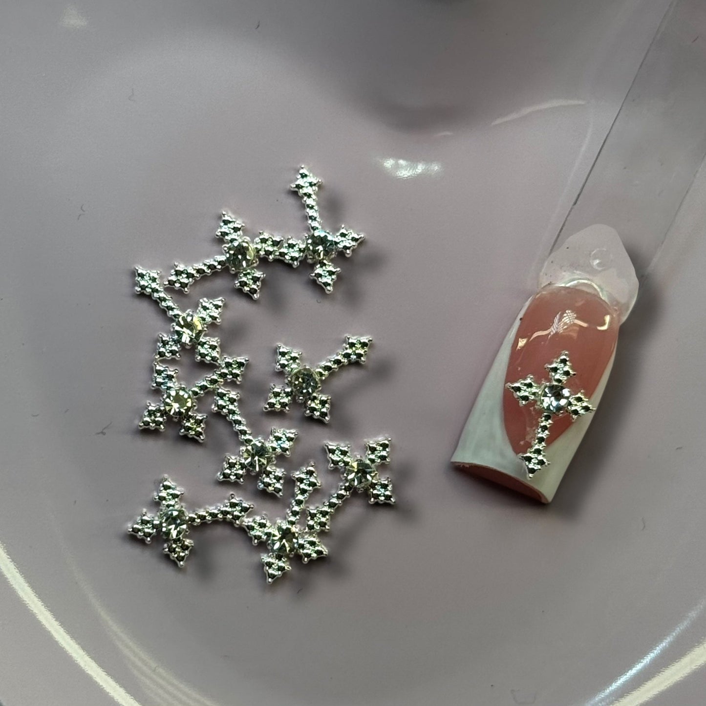10 Pcs SILVER Cross Nail Charms – Luxury Nail Art Accessories - JTessentials