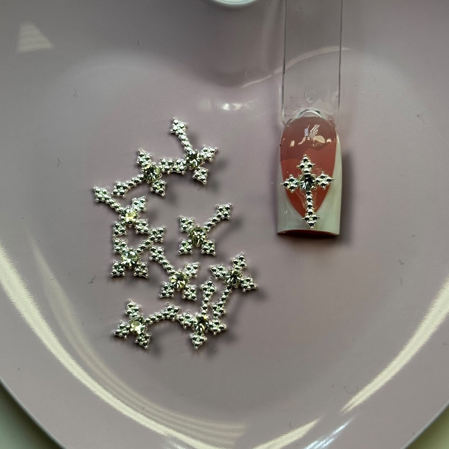 10 Pcs SILVER Cross Nail Charms – Luxury Nail Art Accessories - JTessentials