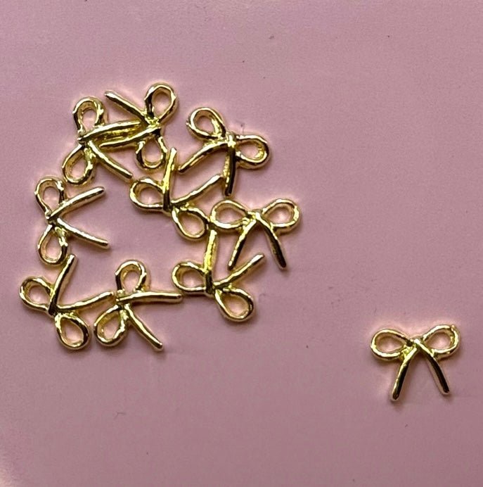 10 Pcs Thin Bow Gold Nail Charms - Elegant & Cute Nail Accessories - JTessentials