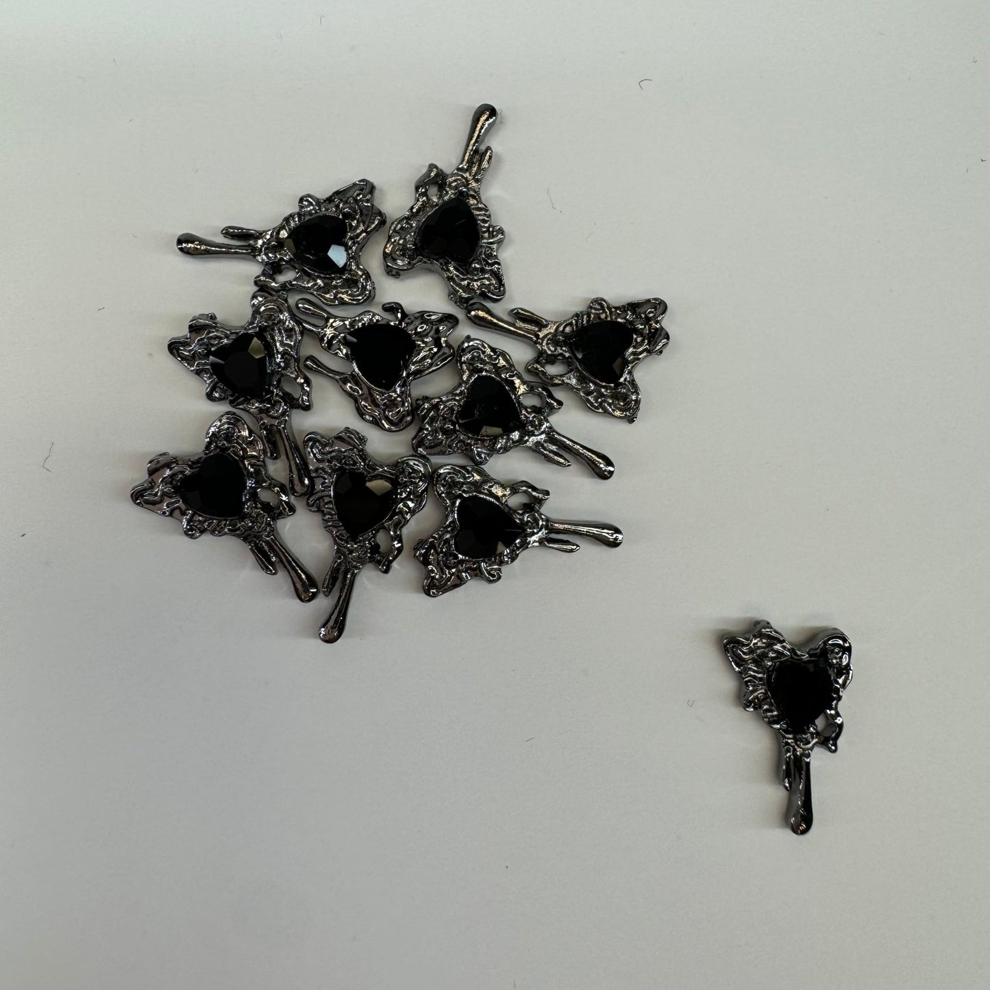 10 - Piece Heart Drip black Nail Charms – Perfect Accent for Nail Art Designs - JTessentials