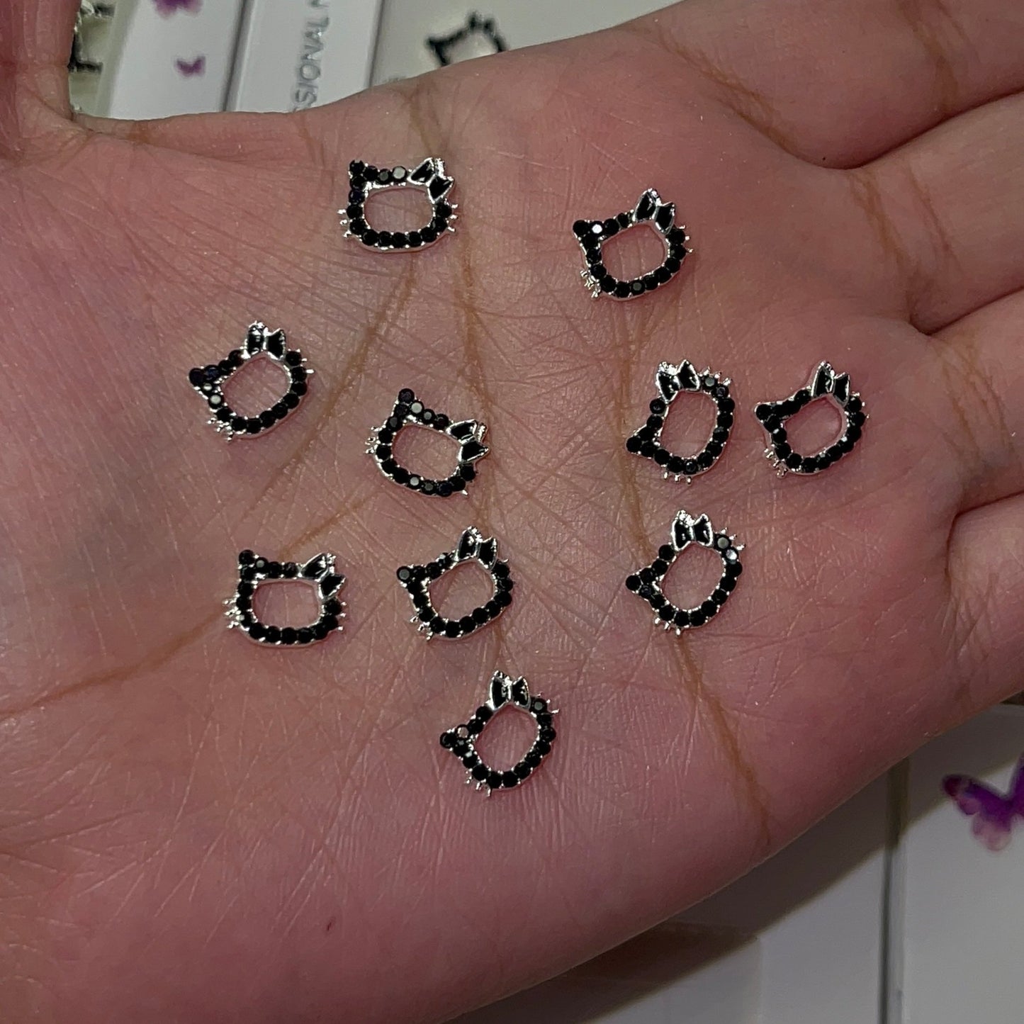 10pc kitty Nail Charms•BLACK outline - JTessentials