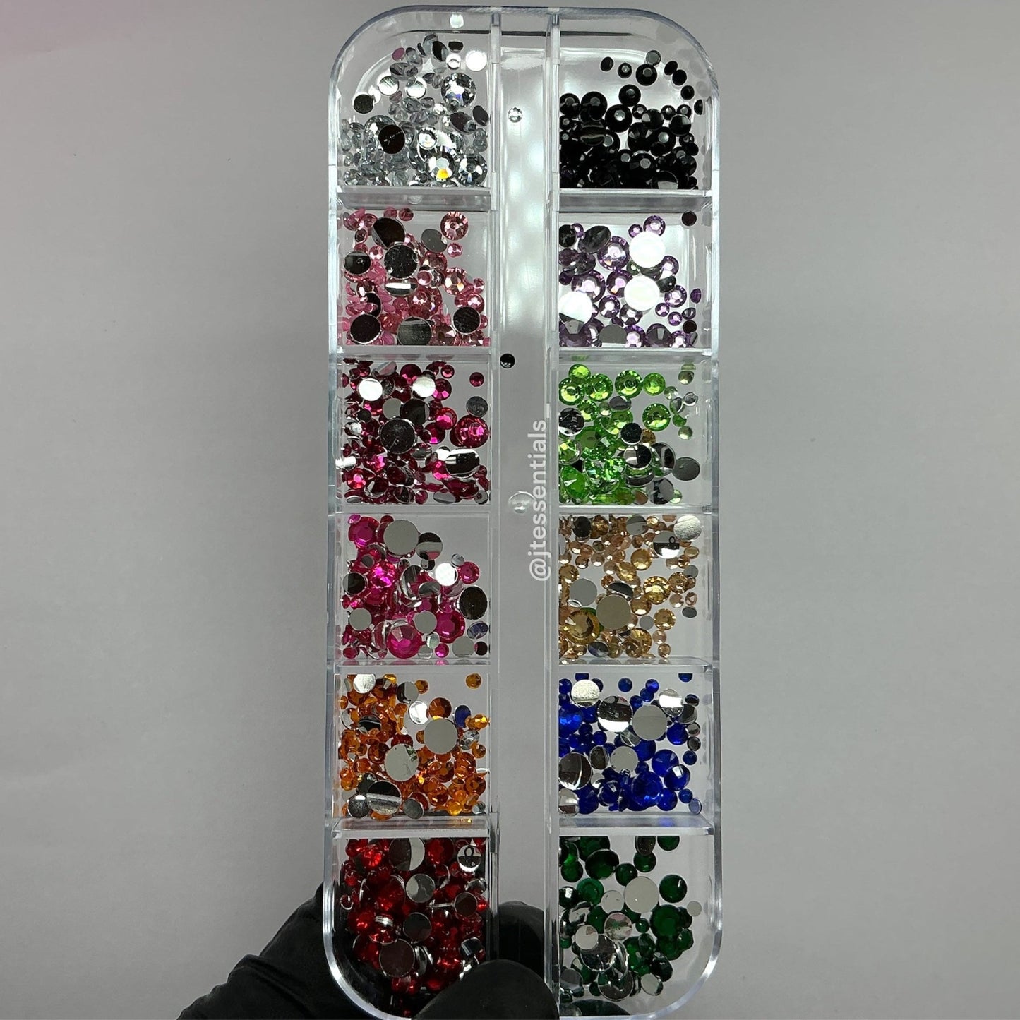 12-Color Rhinestone Nail Art Box – Different sizes - JTessentials