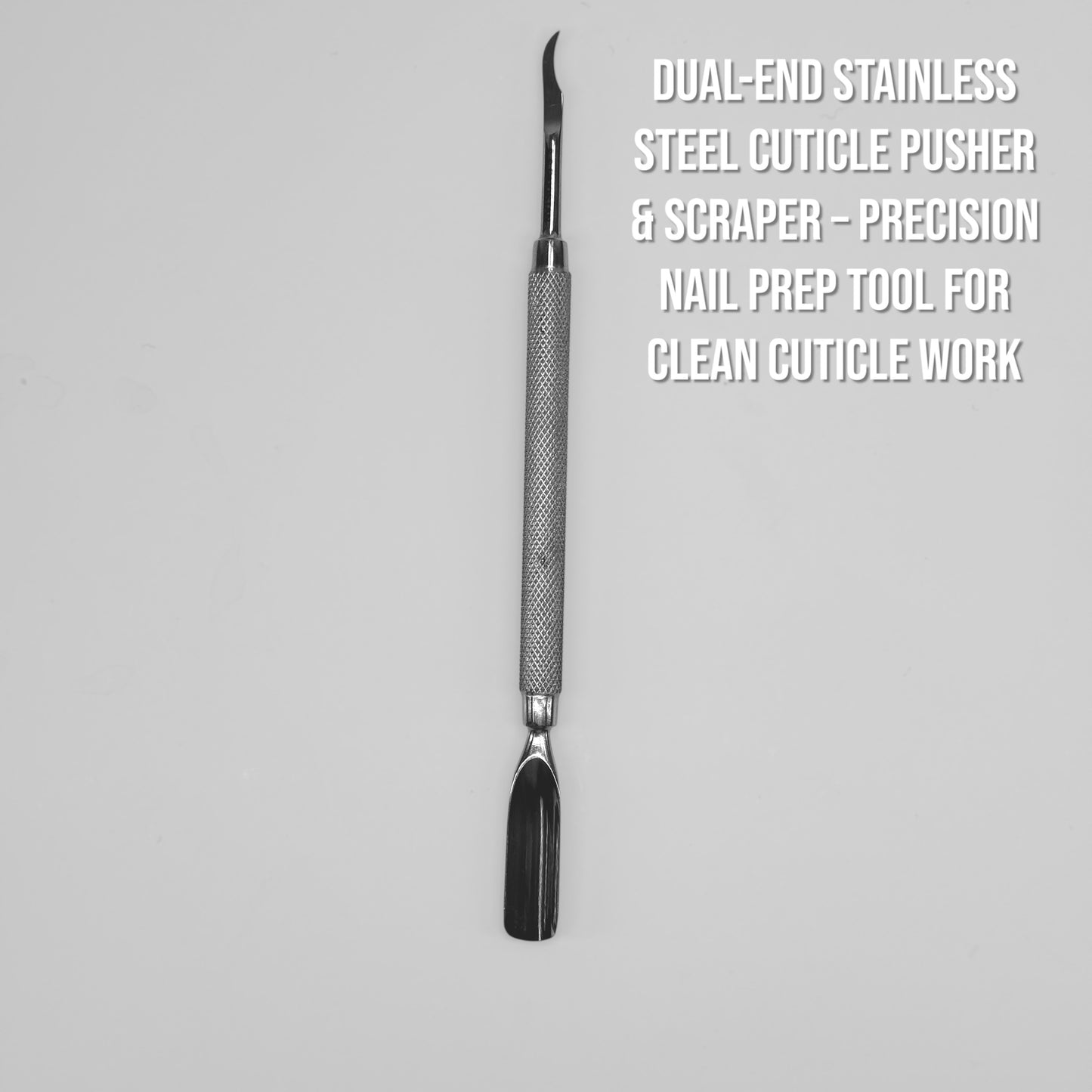 Dual-End Stainless Steel Cuticle Pusher & Scraper – Precision Nail Prep Tool for Clean Cuticle Work