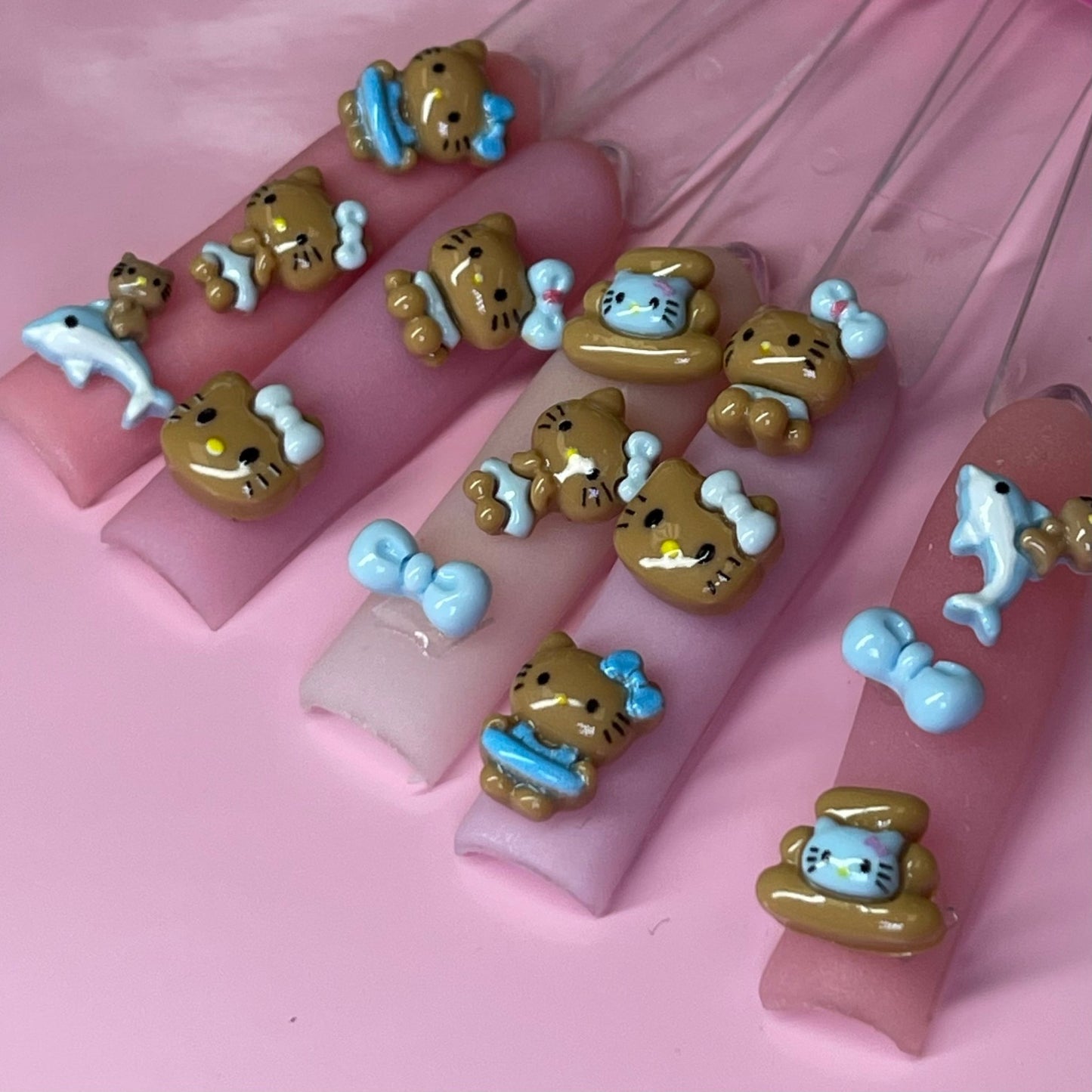 14 pc Summer Tan HK BLUE MIX nail charm - JTessentials