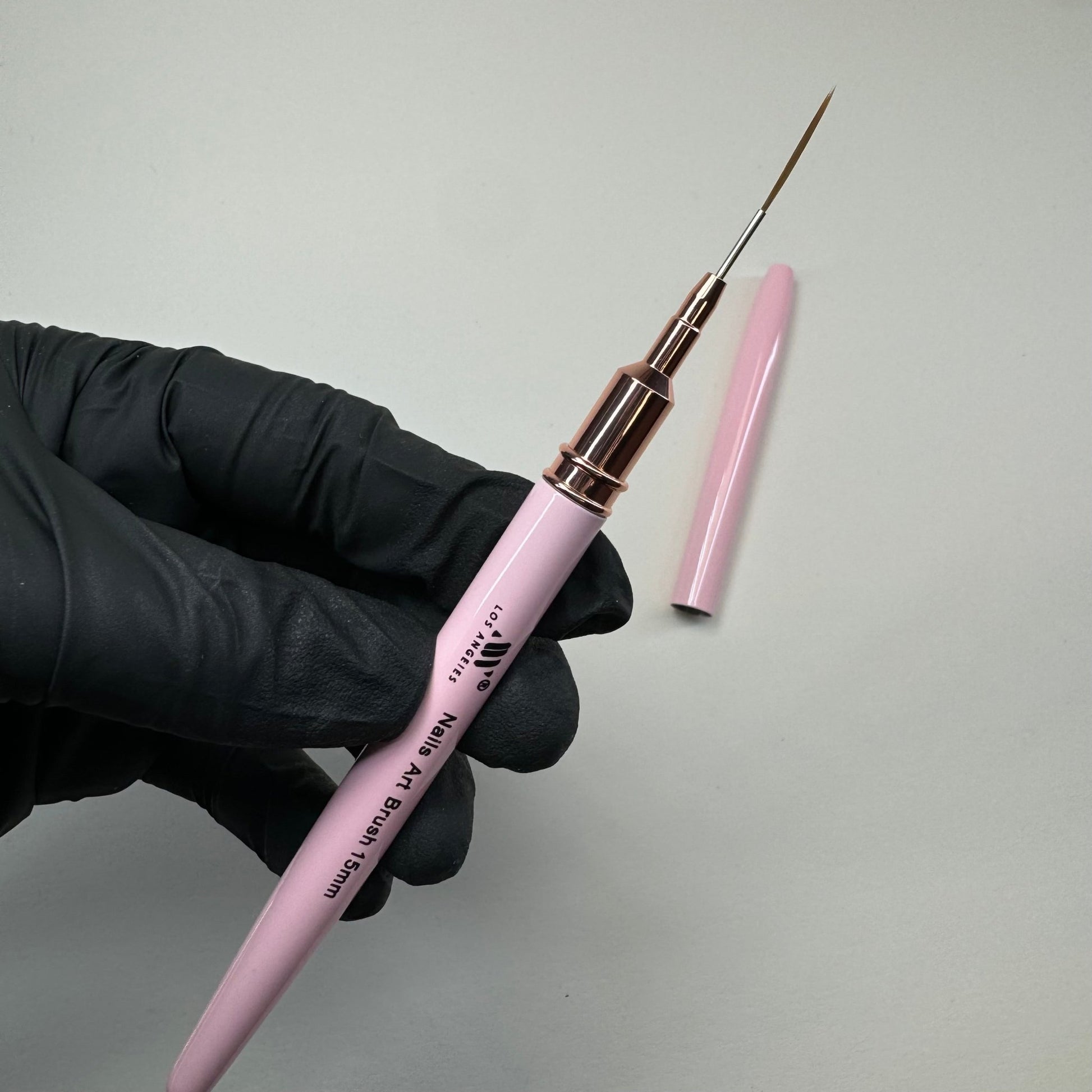 15 mm Detail Liner Nail Art Brush with Cap - Pink Precision Nail Brush for Fine Designs - JTessentials