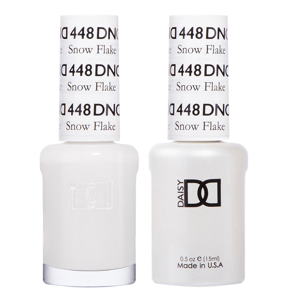 DND #448 Snow Flake – White Gel & Matching Polish Duo | Bright Clean Finish for Nail Art & Full Sets