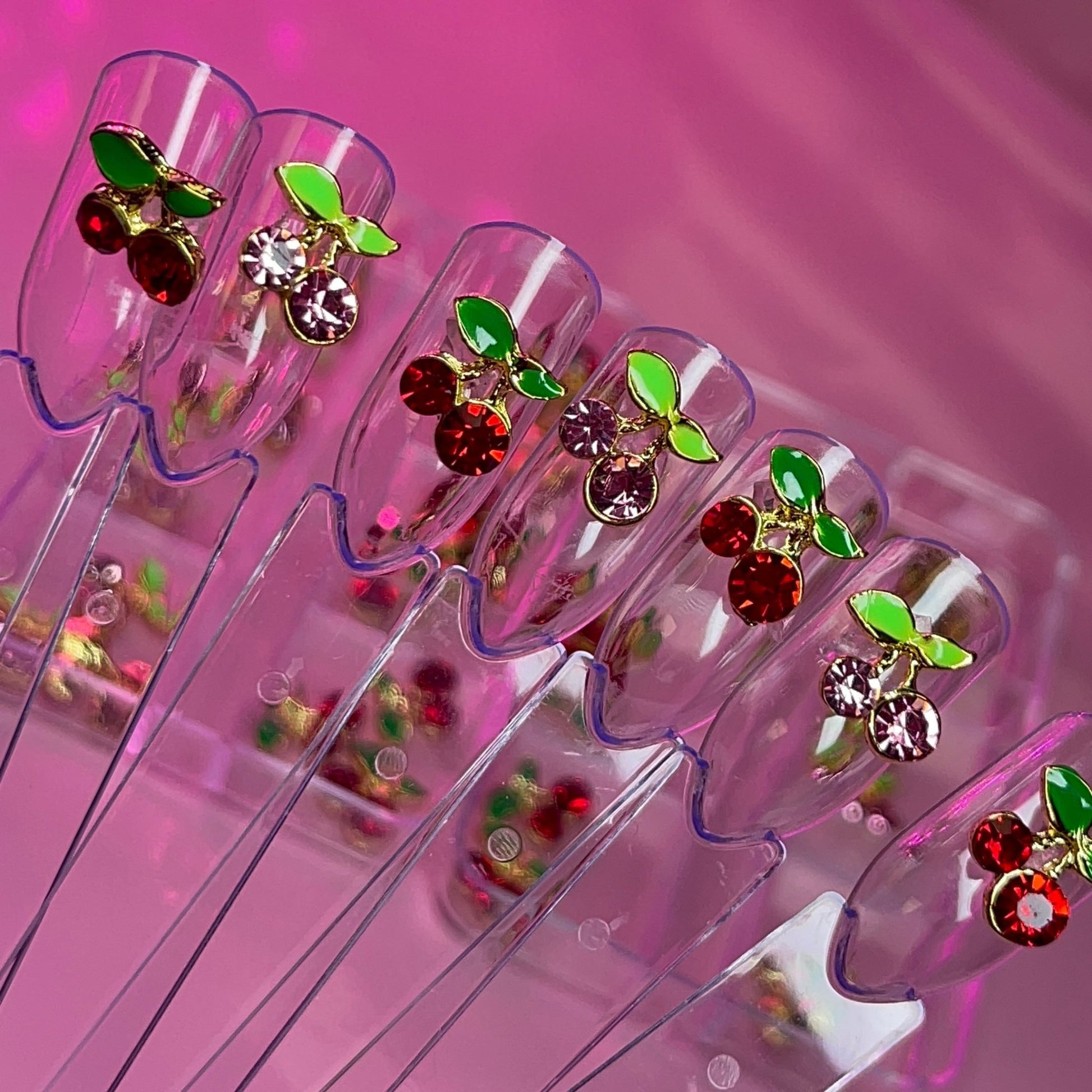 18PCs Cherrys Box GOLD - cherry pink & red - JTessentials