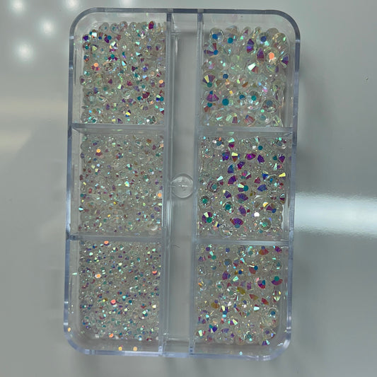 Clear AB -6 grit nail rhinestone crystal flat back 6 different sizes