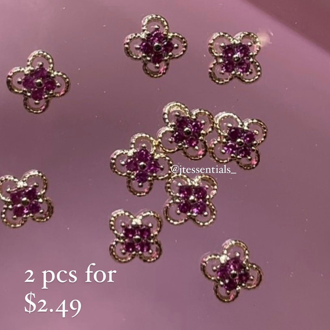 2 pink clover charms - high quality - JTessentials