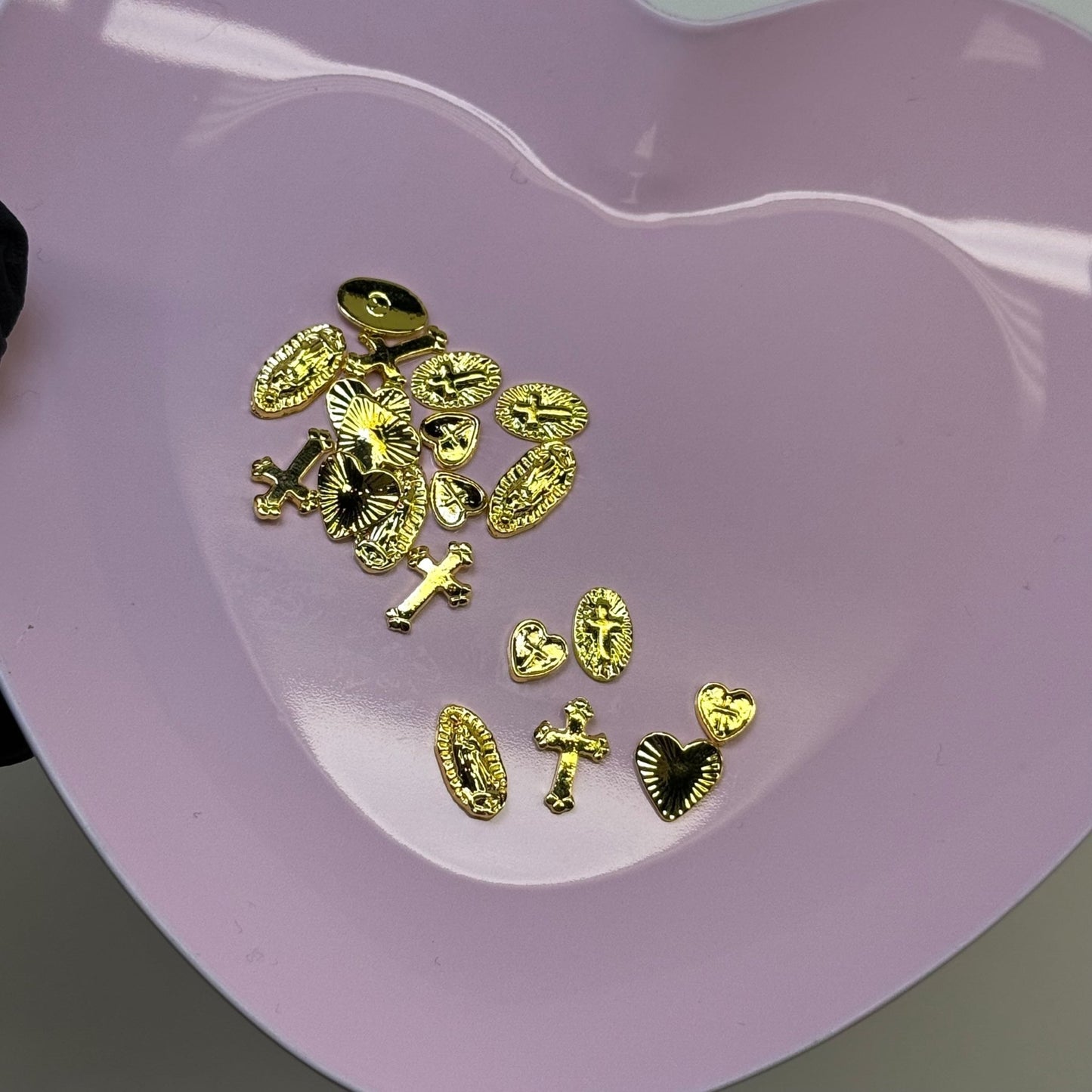 20 - Piece 3D Virgin Mary & Cross Nail Charms – Gold Alloy Nail Art Decorations - JTessentials