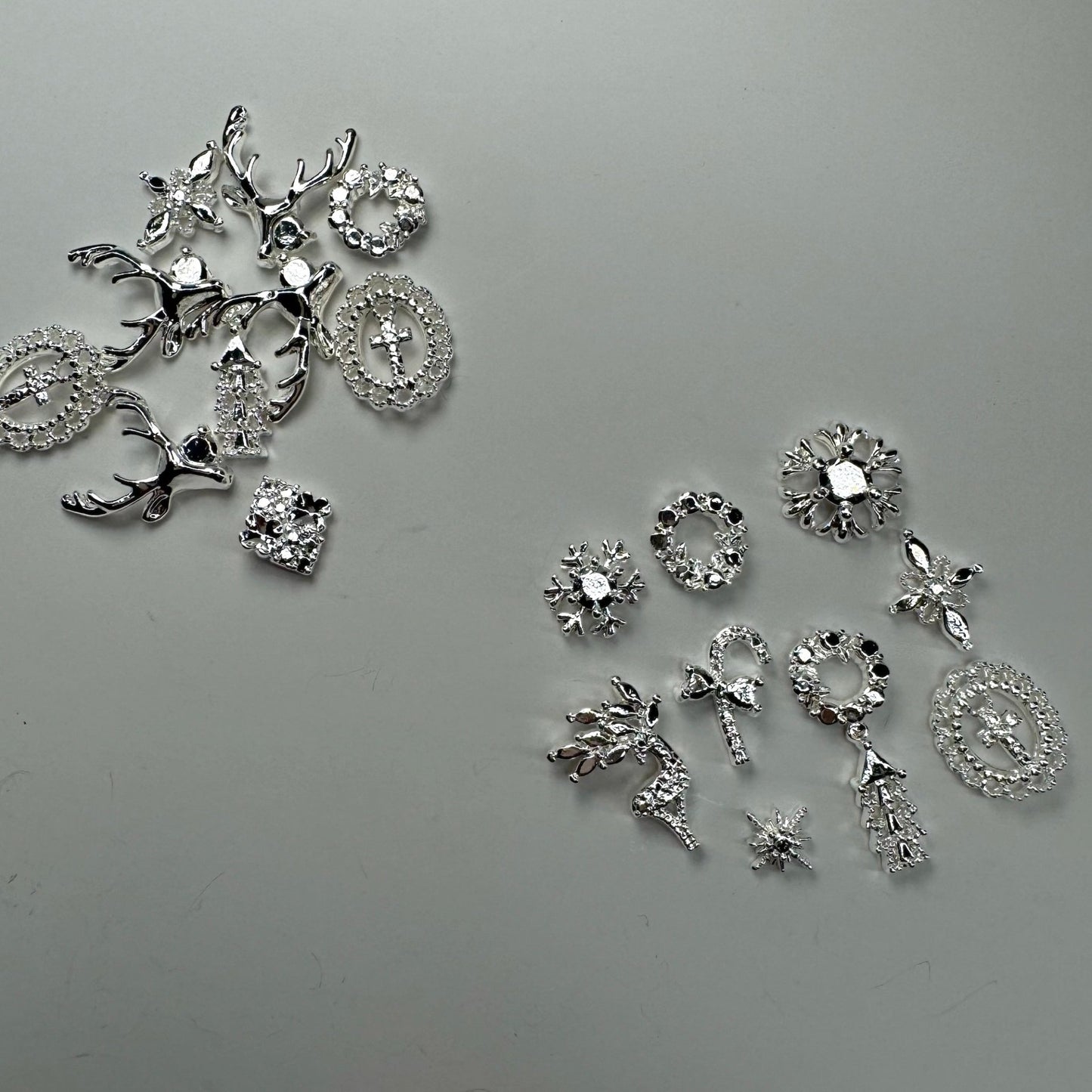 20 - Piece Silver Christmas Nail Charms - Festive Holiday Nail Art Decorations - JTessentials
