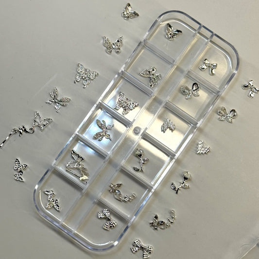 24 pcs - SILVER NAIL CHARM BOX - JTessentials