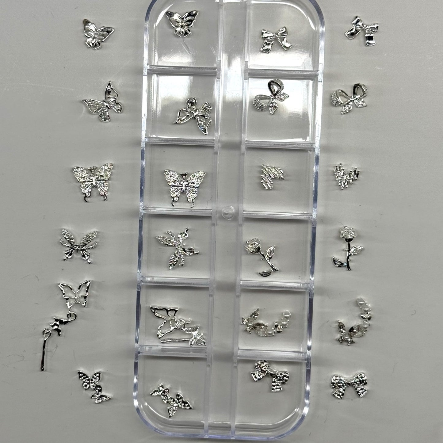 24 pcs - SILVER NAIL CHARM BOX - JTessentials