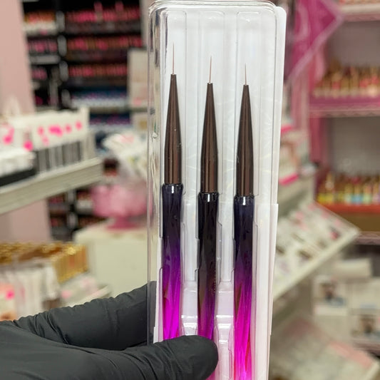Detail Liner Nail Brush Set - 3 Pcs