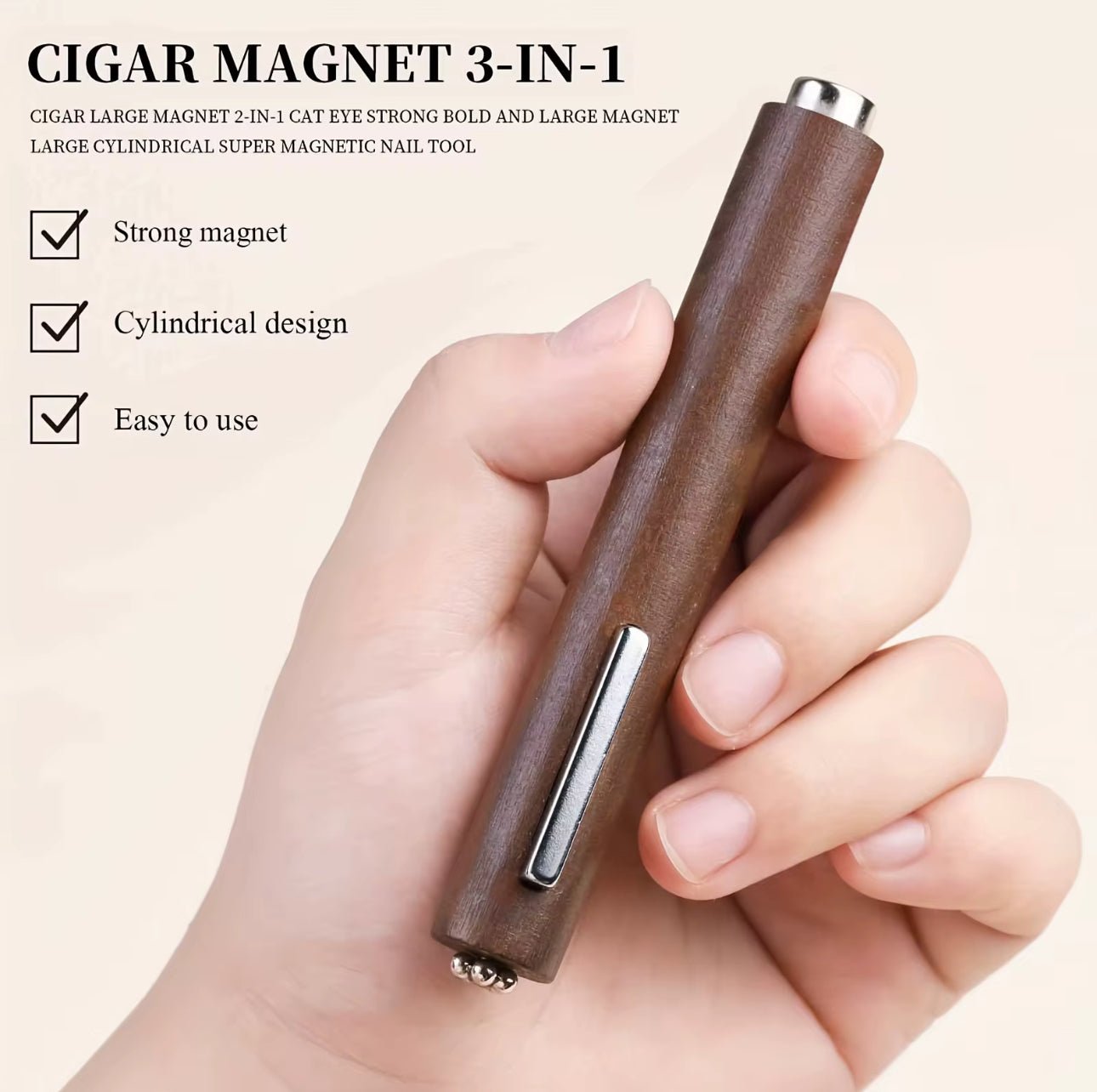 3 - in - 1 Cigar Magnet Cat Eye Nail Tool – Magnetic Nail Art Effect Wand - JTessentials