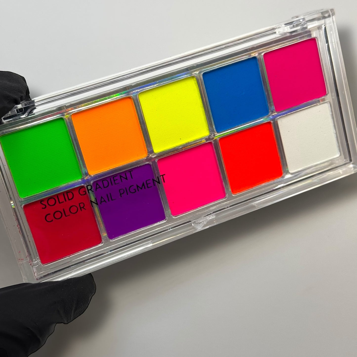 Neon Nail Art Pigment Palette – 10 Bright Solid Gradient Colors for Bold Nail Designs