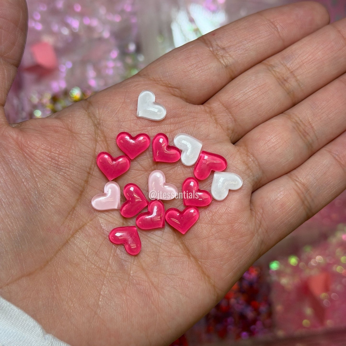 3D Heart Nail Charms | Pink & White - JTessentials