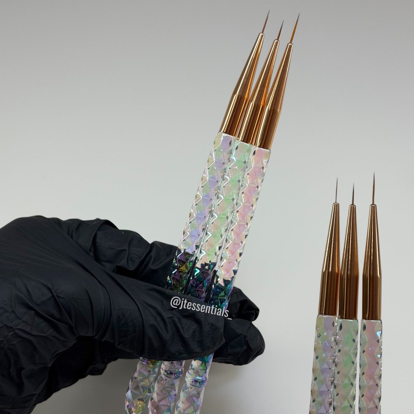 3pcs Ab Crystal Handle Nail Art Brush Set – Fine Detail Brushes - JTessentials