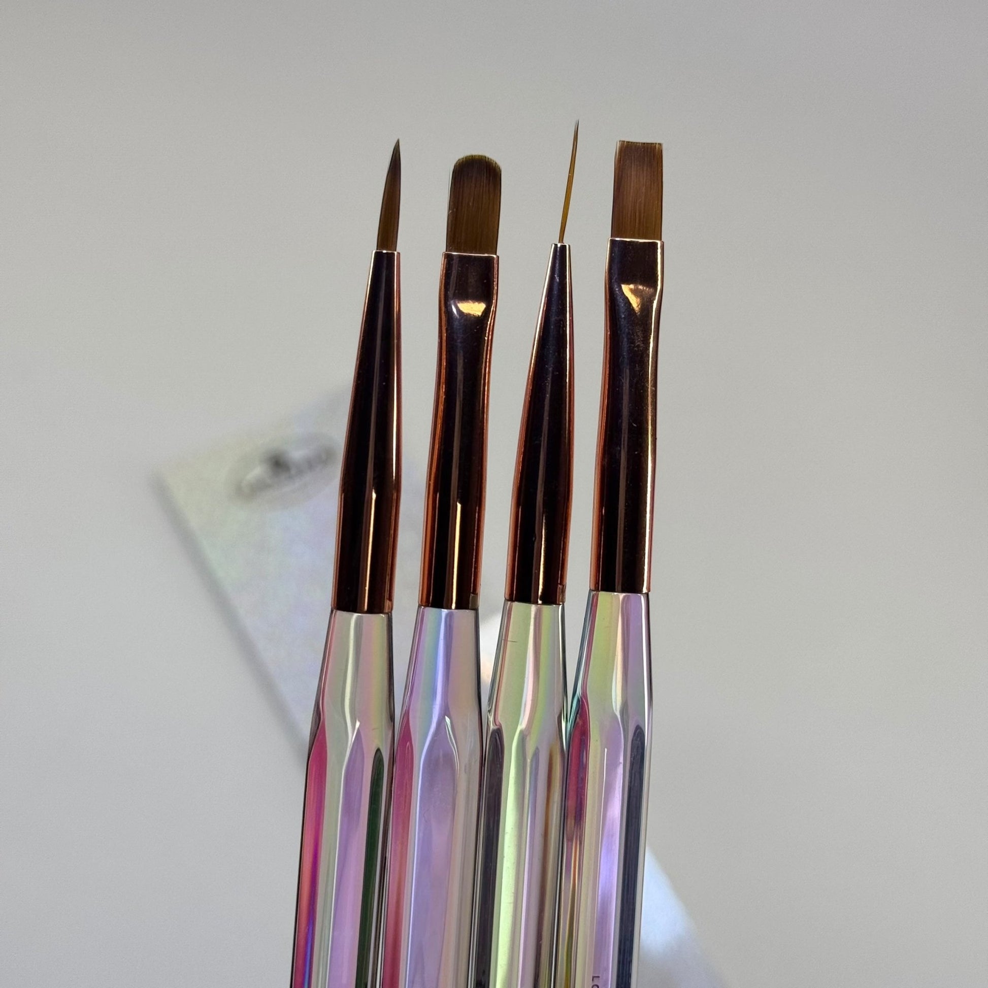 4 - Piece Nail Art Brush Set – Detail, Flat, Liner & Flower Brushes for Precision Designs - JTessentials