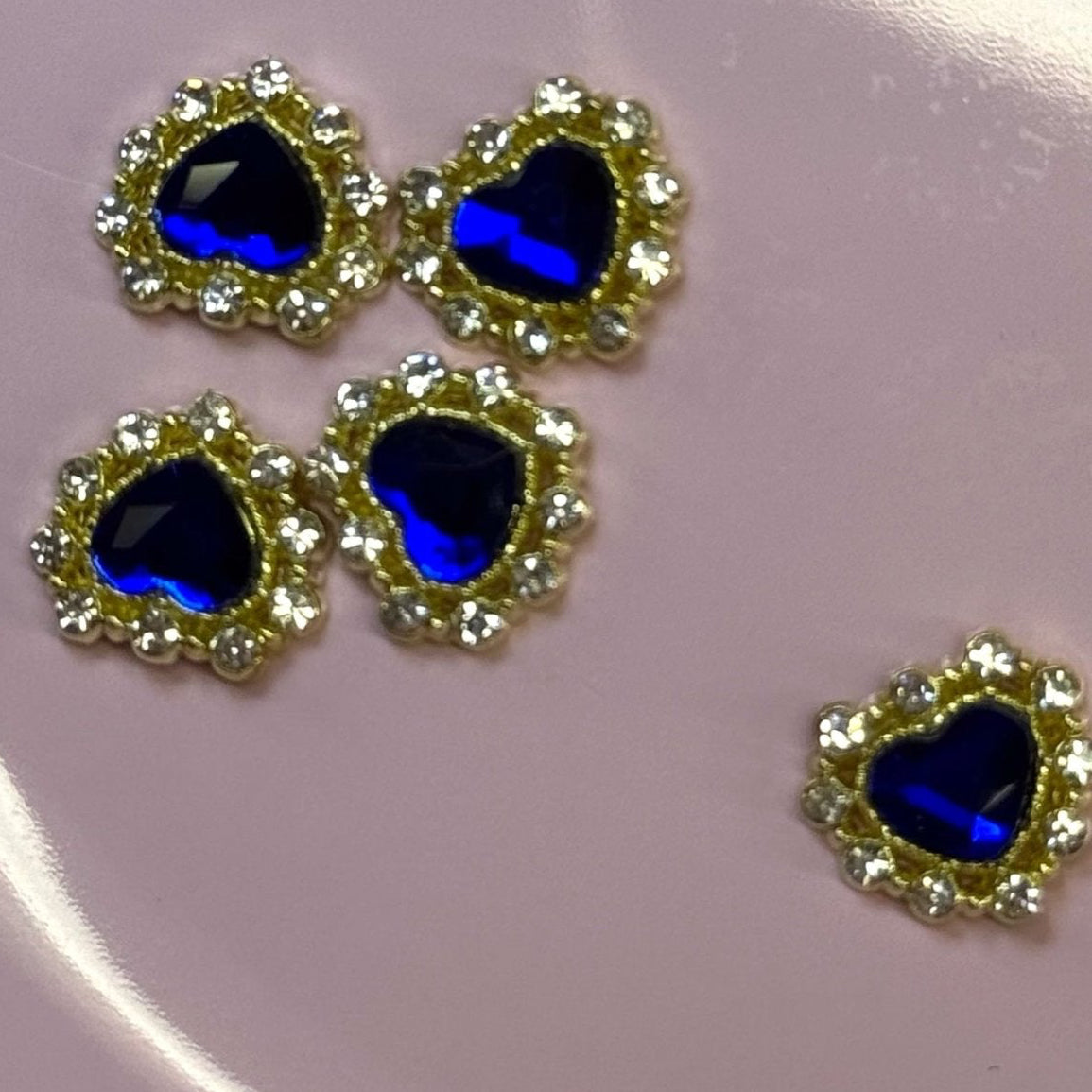 5 pcs Heart Diamond blue Crystal Nail Charms - Perfect for Valentine’s Nail Art - JTessentials