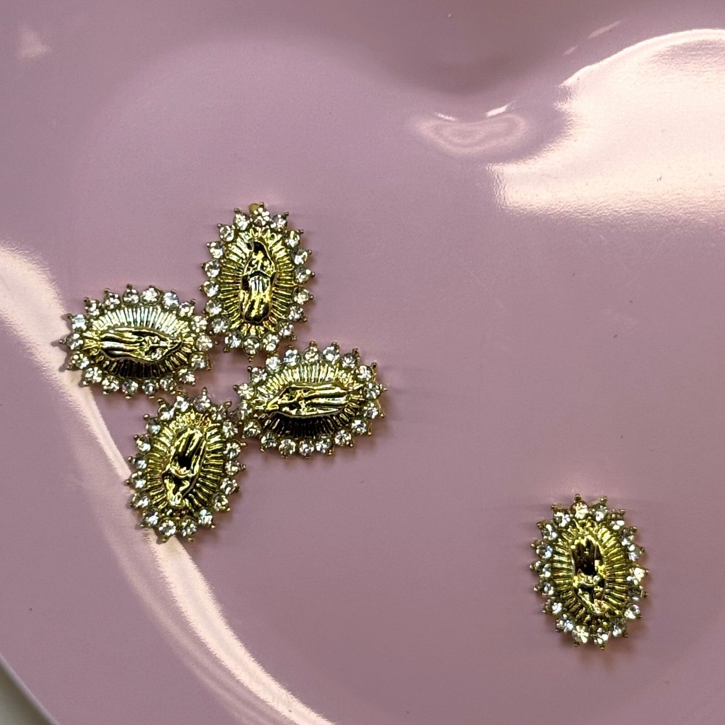 5 pcs Virgen Mary Diamond Nail Charms - Elegant Religious Nail Art - JTessentials