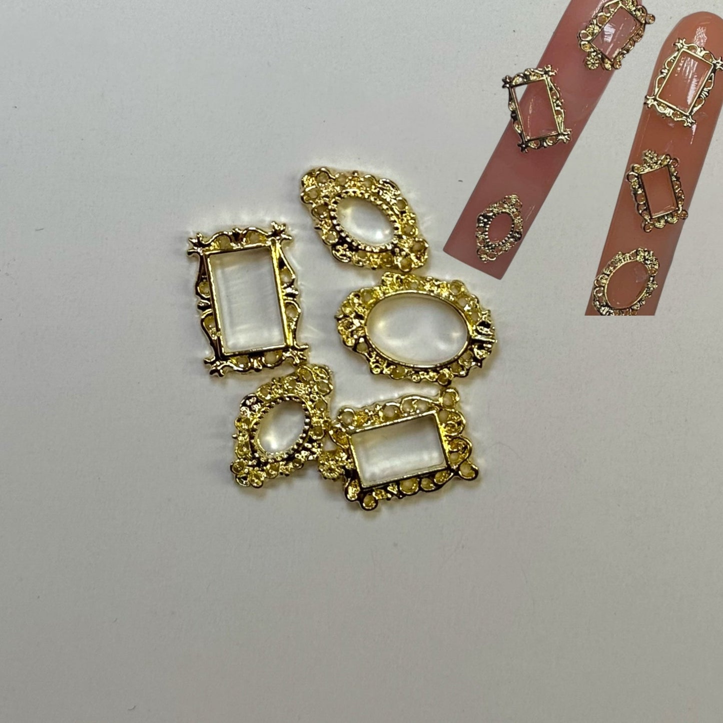 5 - Piece Frame Holder Nail Charms - Elegant Accents for Unique Nail Art - JTessentials