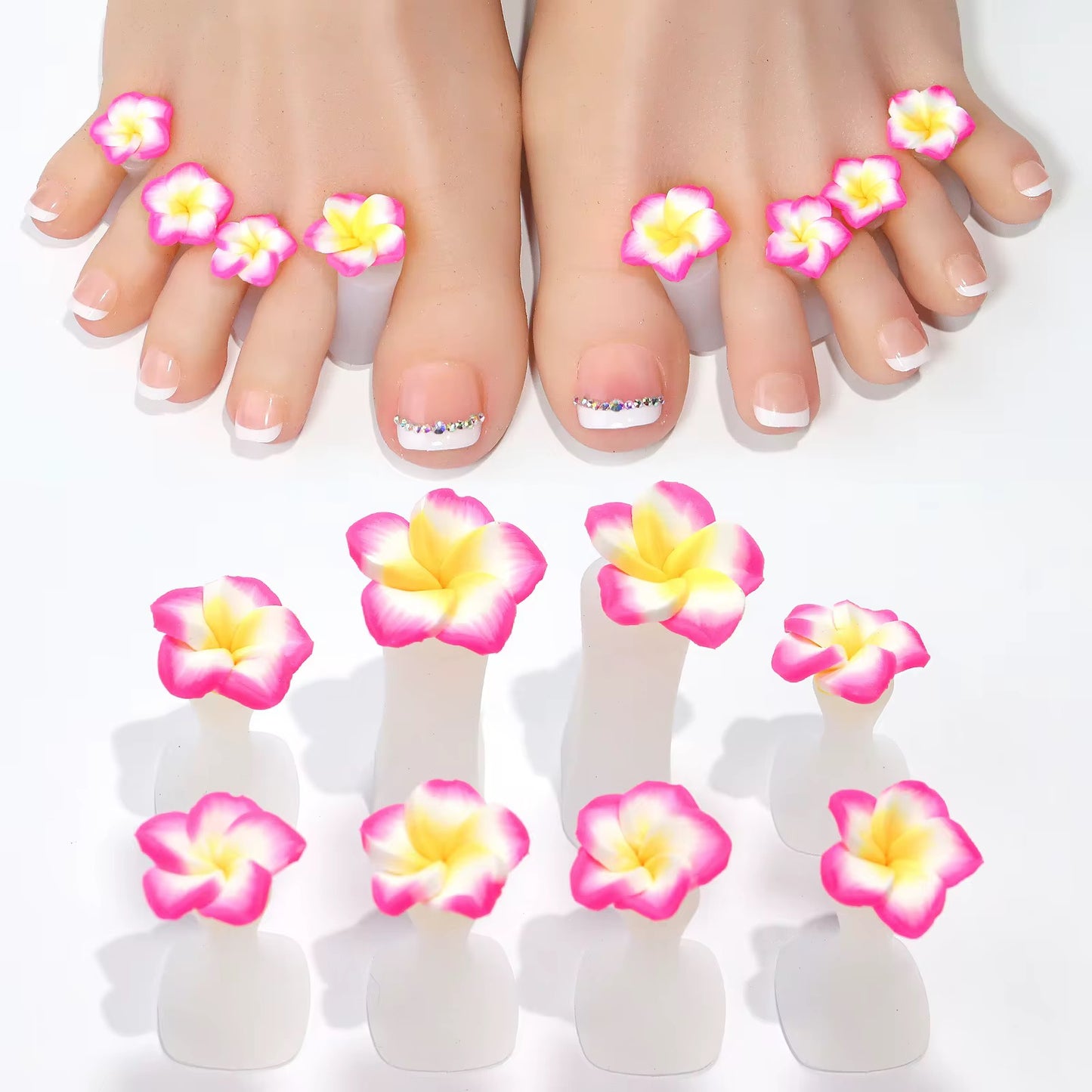 01 Flower Toe Separator with 3D Fun Nail Designs - Style Toe Spacers for Pedicures and Nail Art