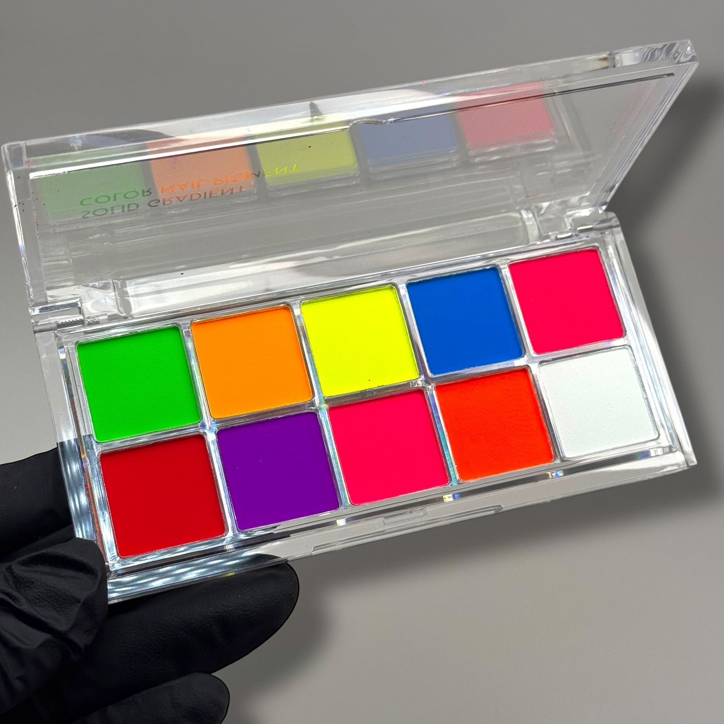 Neon Nail Art Pigment Palette – 10 Bright Solid Gradient Colors for Bold Nail Designs