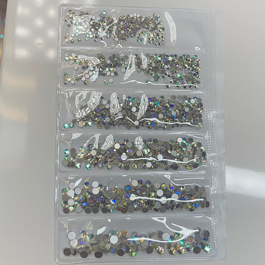 6 grit AB BLUE - rhinestone pack different sizes high quality crystals flat back