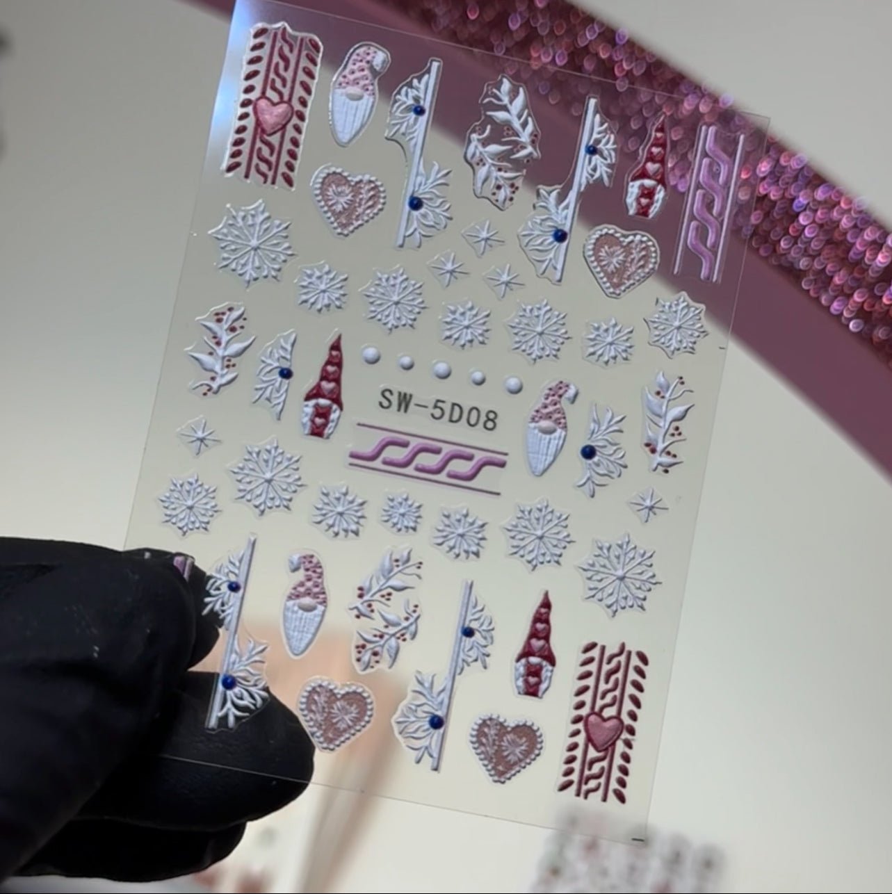 5D Pink Sweater Christmas Nail Stickers - Cozy Winter Holiday Nail Art Decals - JTessentials