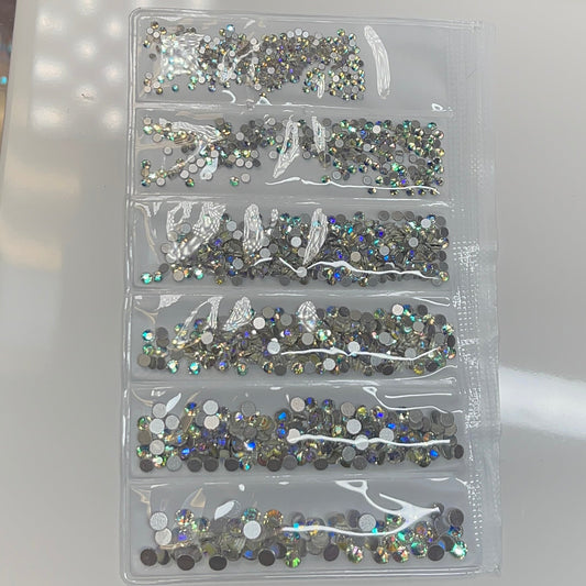6 grit AB BLUE - rhinestone pack different sizes high quality crystals flat back - JTessentials