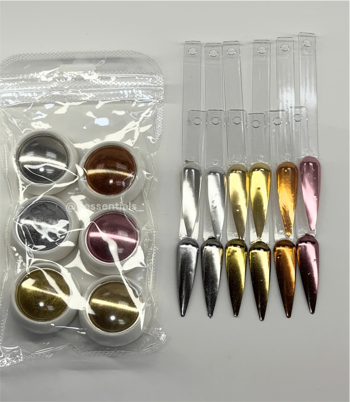 6 pcs - Metallic Chrome Nail Art Powder Set 001 - JTessentials
