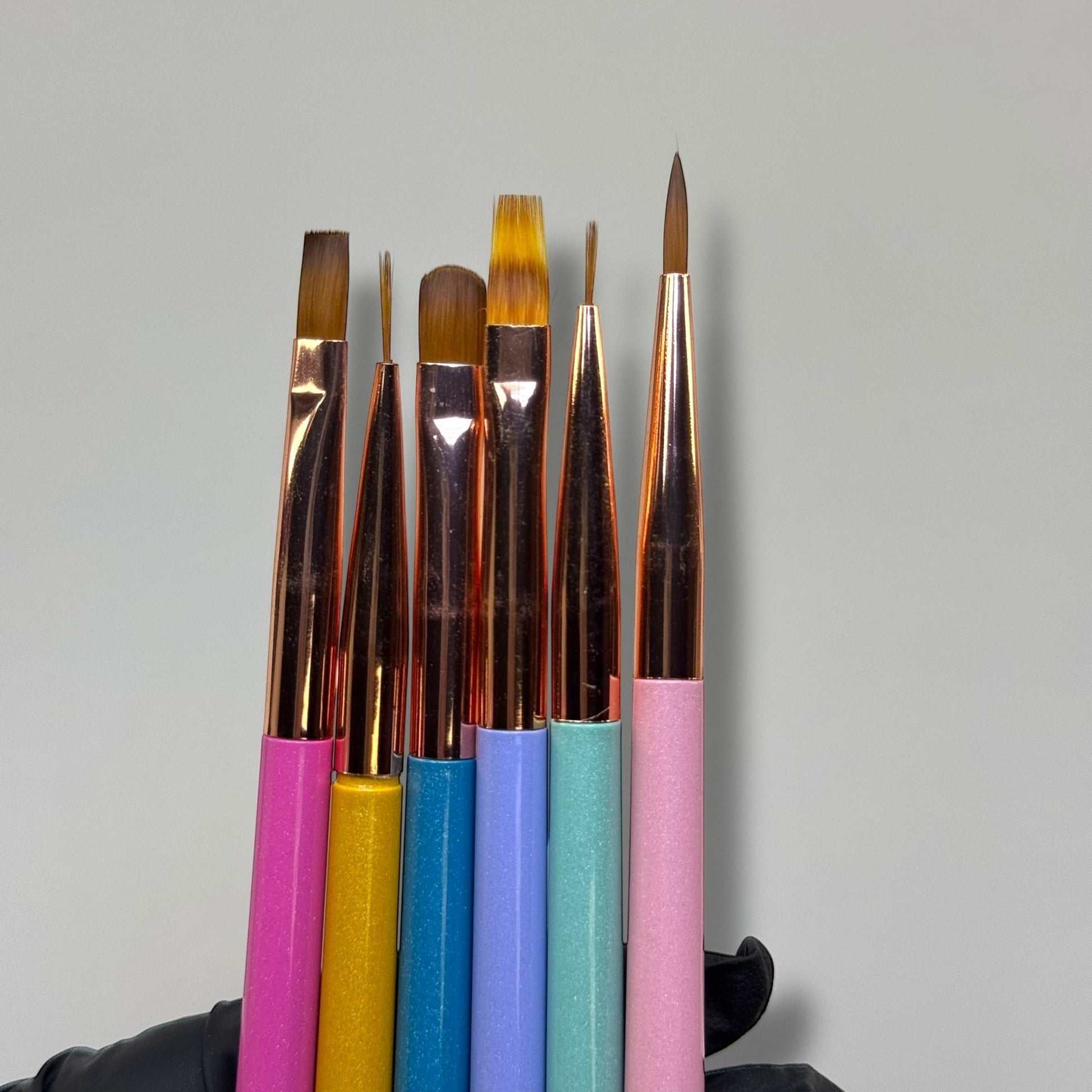 6 - Piece Pastel Liner Nail Art Brush Set pearly style– Detail Nail Brushes for Gel, Polish Designs - JTessentials