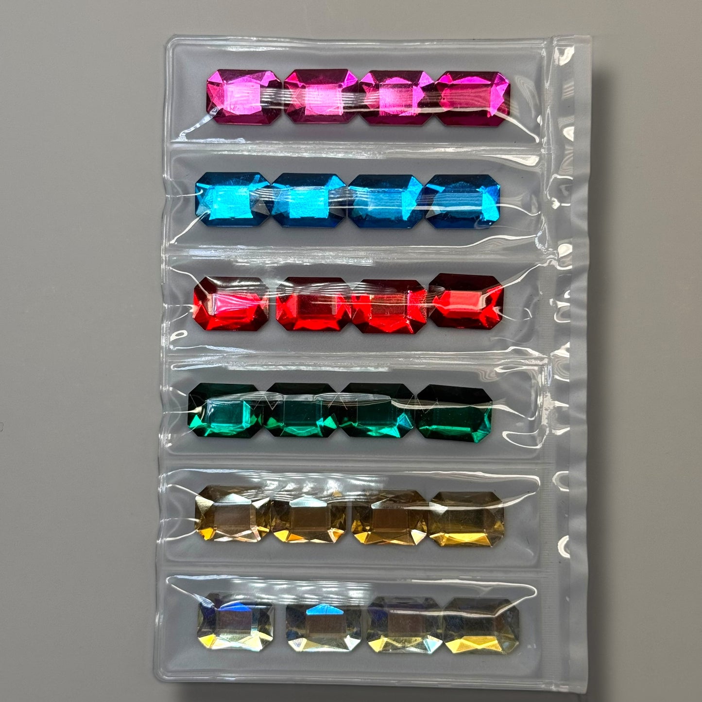 Rectangle 6- Color Jumbo Crystal Rhinestones – Flatback Nail Art Charms