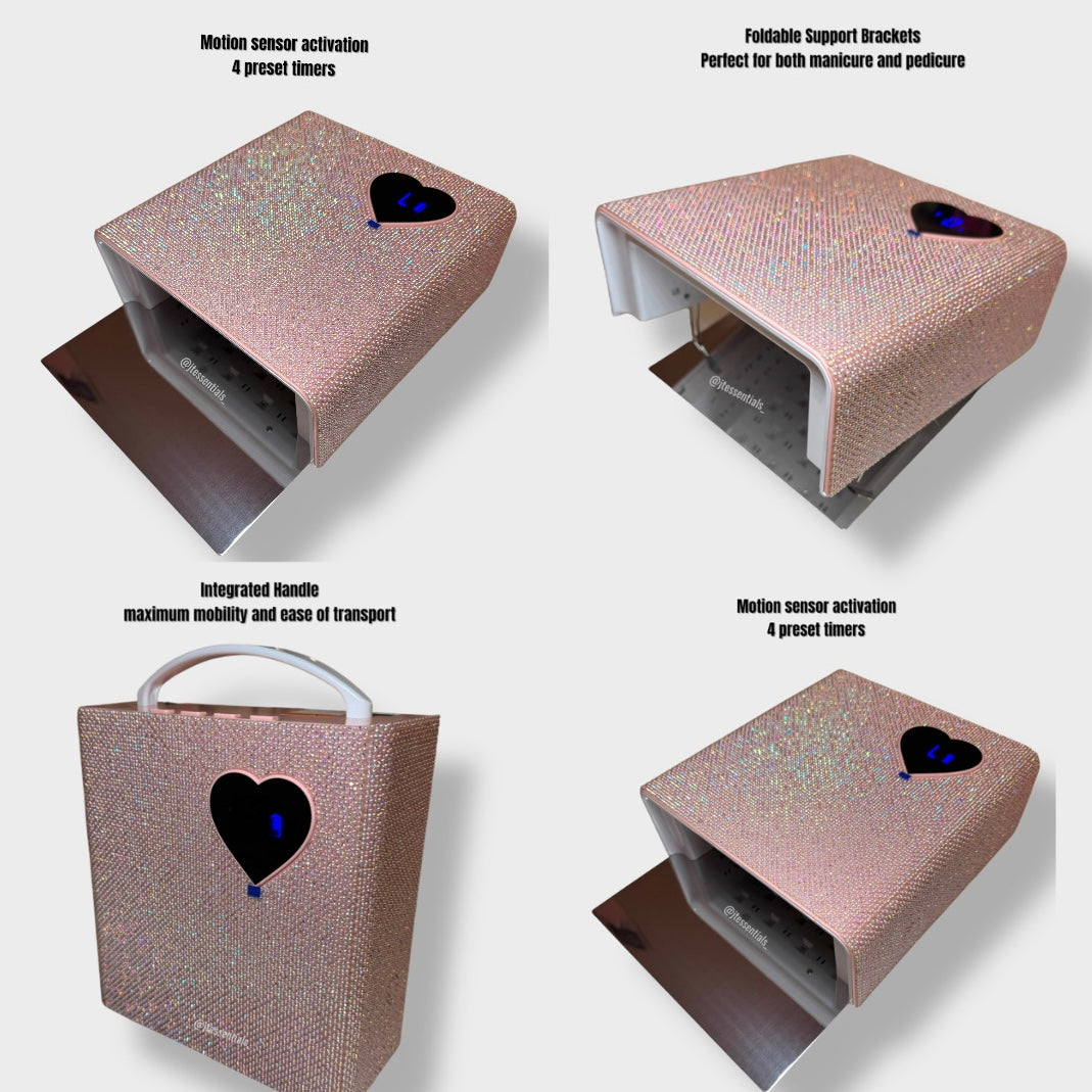 Heart Timer Bling UV LED Nail Lamp -PINK/Rechargeable