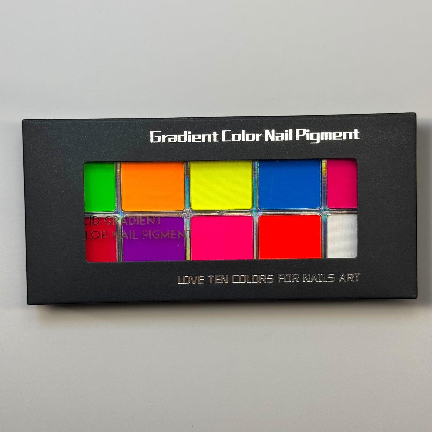 Neon Nail Art Pigment Palette – 10 Bright Solid Gradient Colors for Bold Nail Designs