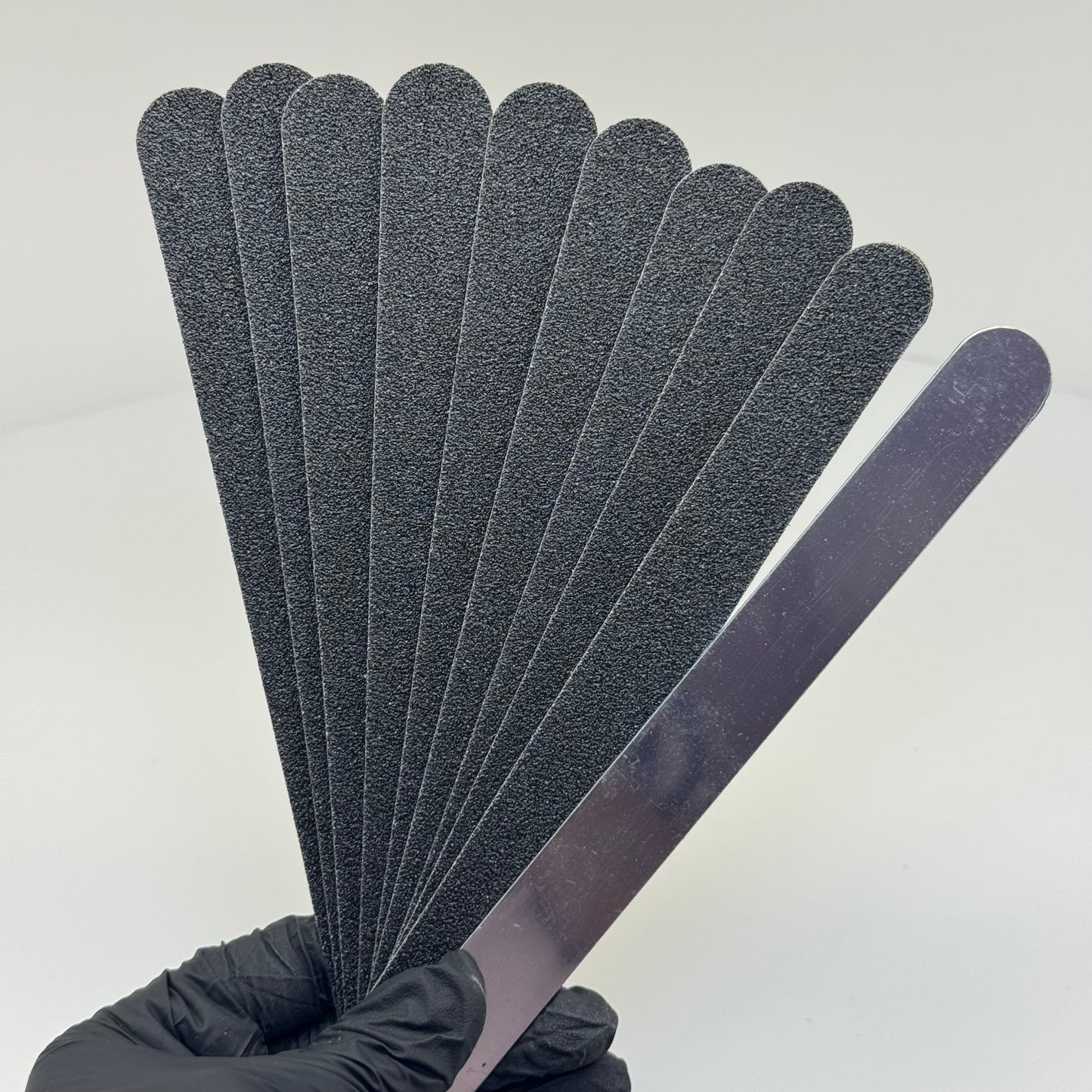Stainless Steel Nail File Base with 10 Disposable Stickers – Professional Reusable File for Salon Nail Shaping