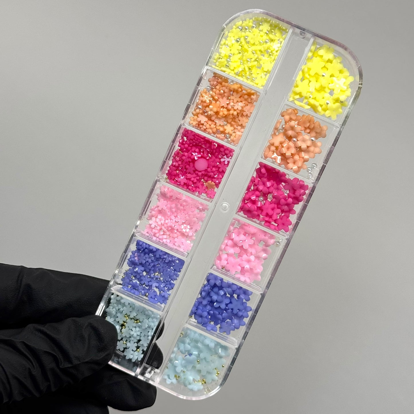 001- 12-Color Flower Spring Resin Nail Art Decorations – Small 3D Floral Charms for Nails