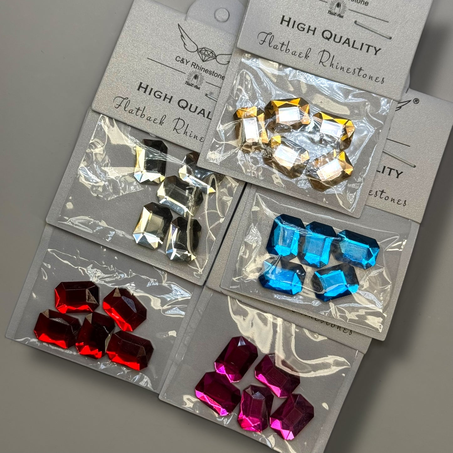 Jumbo Crystal Rectangle Rhinestones – 5 Pcs Flatback Nail Art Gems