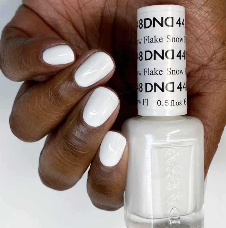 DND #448 Snow Flake – White Gel & Matching Polish Duo | Bright Clean Finish for Nail Art & Full Sets