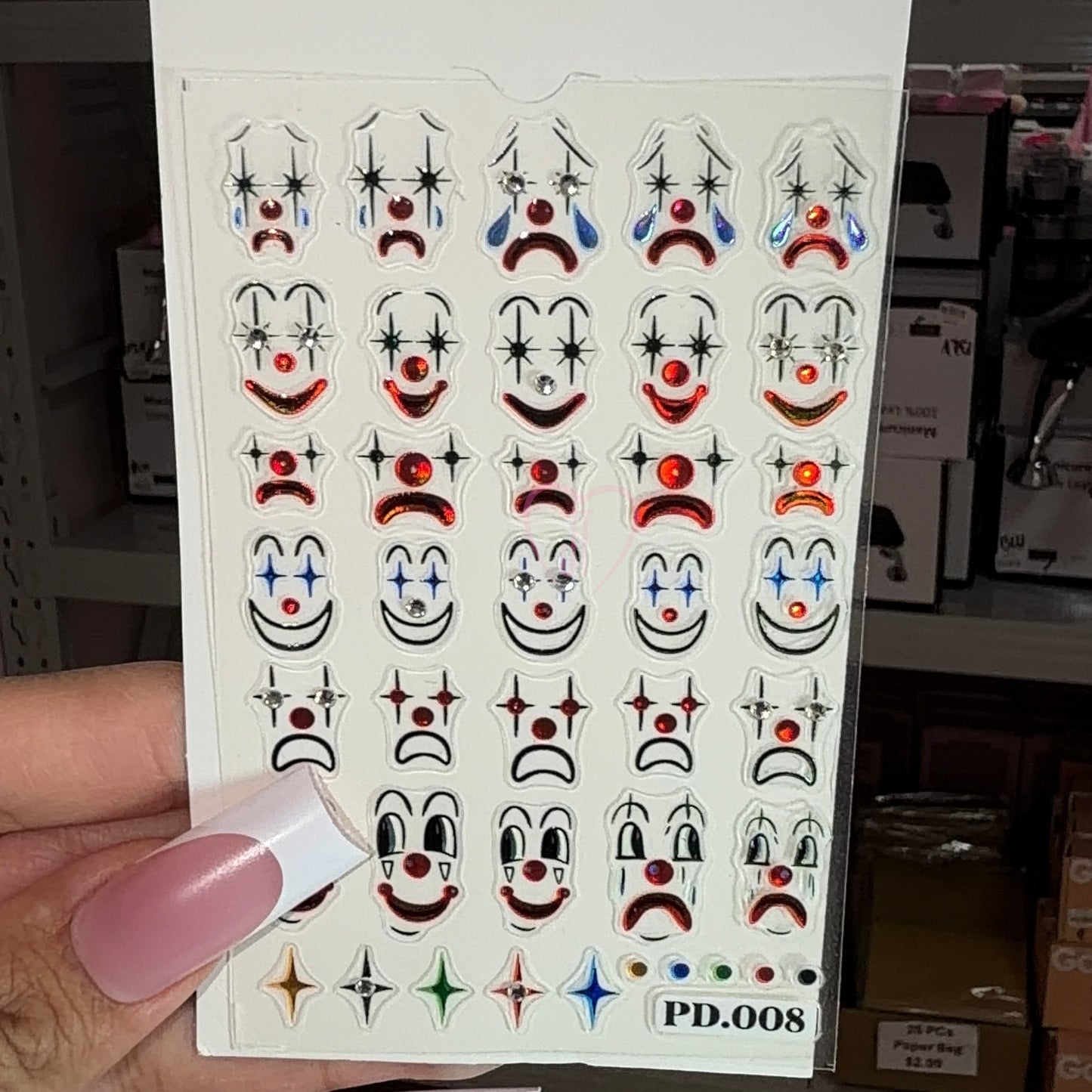 PD008 - clown face nail stickers